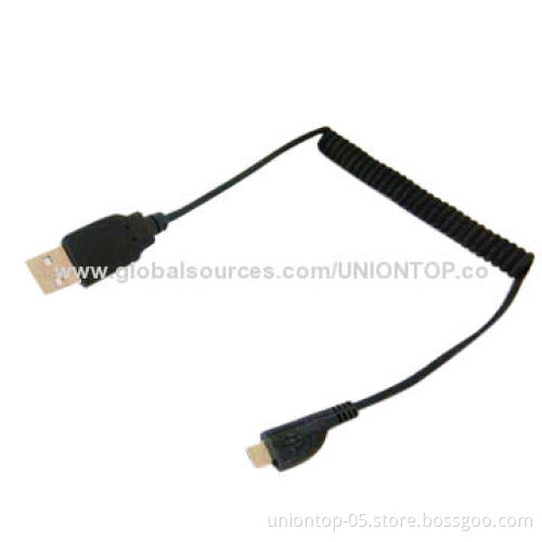 Spring Coiled USB 2.0 A Male to Micro Male Data Cable with High Quality